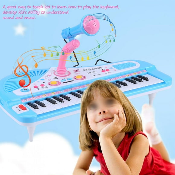 Qiilu Kid Electronic Keyboard Piano With Microphone 37 Keys Educational Instrument Toy Baby Gift, Kid Electronic Keyboard, Kid Piano Toy