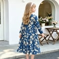 thumbnail image 3 of AmzBarley Girls Maxi Dress Long Sleeve Floral Casual Dresses 9-10 Years Navy Print, 3 of 7