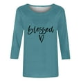 thumbnail image 5 of Meichang Hauts de Vacances pour Femmes Valentines Day T-Shirt Imprimé Cœur Mignon Hauts de Vacances Manches 3/4 Col Rond Sweat-Shirt Décontracté de Printemps, 5 of 5