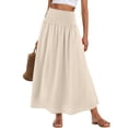thumbnail image 2 of Wutalume Maxi Skirts for Women Flowy - High Waist Elastic Waist Solid Color Convertible Maxi Skirt Dress, 2-in-1 for Beach Vacation Summer Daily Wear,Khaki M, 2 of 9