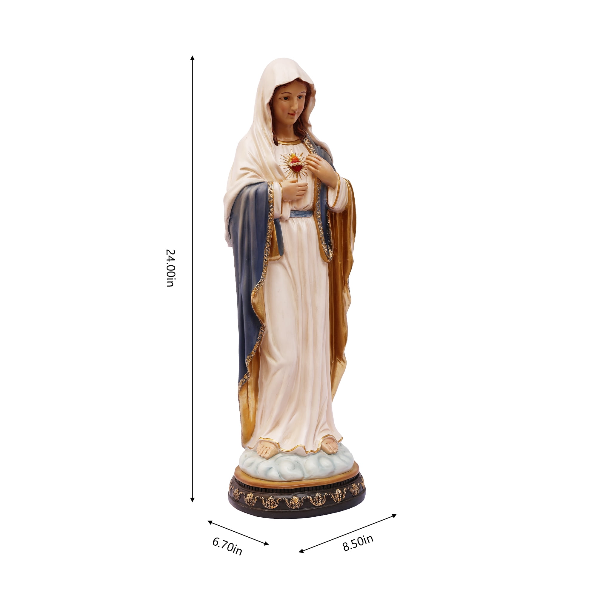 24 in Sacred Heart Mary Statue Religious Decor Indoor/Outdoor