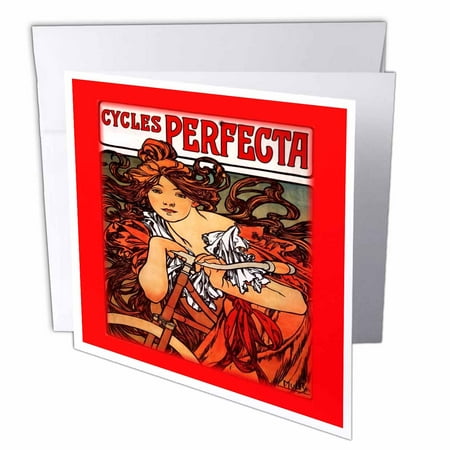 Jpg Art Dog - 3dRose Muchas Art Nouveau Bicycle Ad .jpg, Greeting Cards, 6 x 6 inches, set of 6