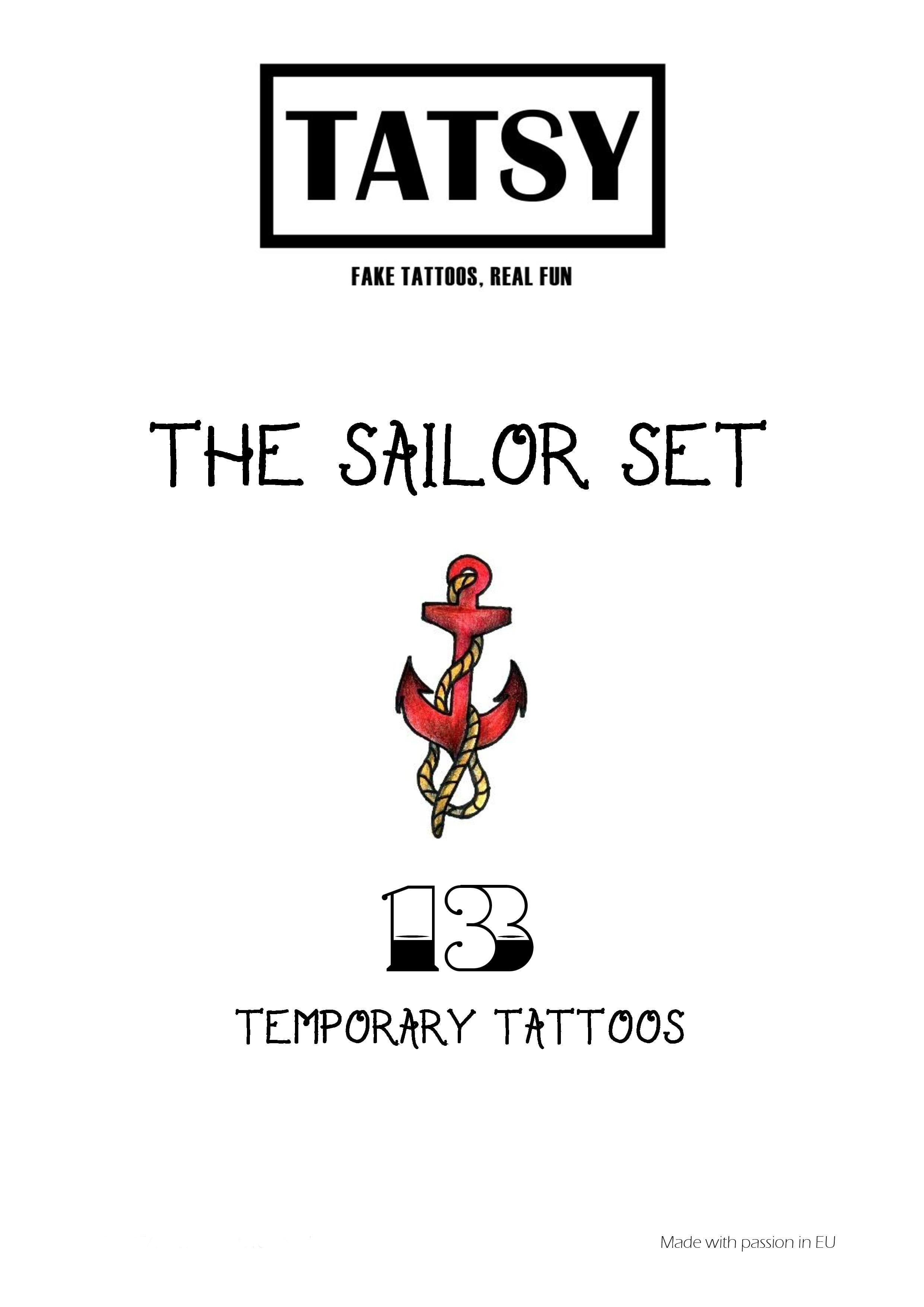 Sailor Seaman Marine Temporary Tattoo Set by Tatsy original cool unique...