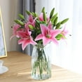 thumbnail image 5 of Viworld Artificial Tiger Lily 5Pcs Latex Fake Flowers Real Touch Bouquet For Wedding Party Home Office Garden Hotel Decor (Dark Pink), 5 of 7