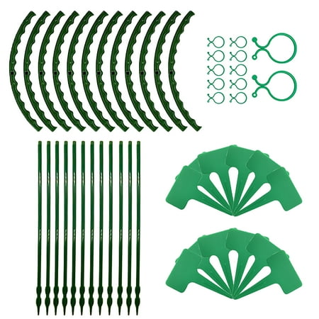 12 Pack Plant Support Stake Half Round Plant Support Ring with 12 Pcs Clips Plastic Plant Cage Plant Cage Holder for Small Plant Flower Vegetable Indoor Leafy Plants(Green Size:9.45 x 5.51inch)