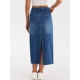 thumbnail image 4 of DARING DIVA Women's Denim Split Back Pockets Pencil Midi Jean Skirts Medium Dark Blue, 4 of 7