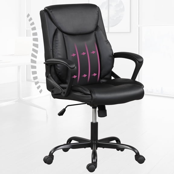 Big and Tall Office Chair High Back Ergonomic Desk Chair PU Leather Executive Computer Chair with Armrest, Adjustable Executive Rolling Swivel Task Chair for Adults, Black