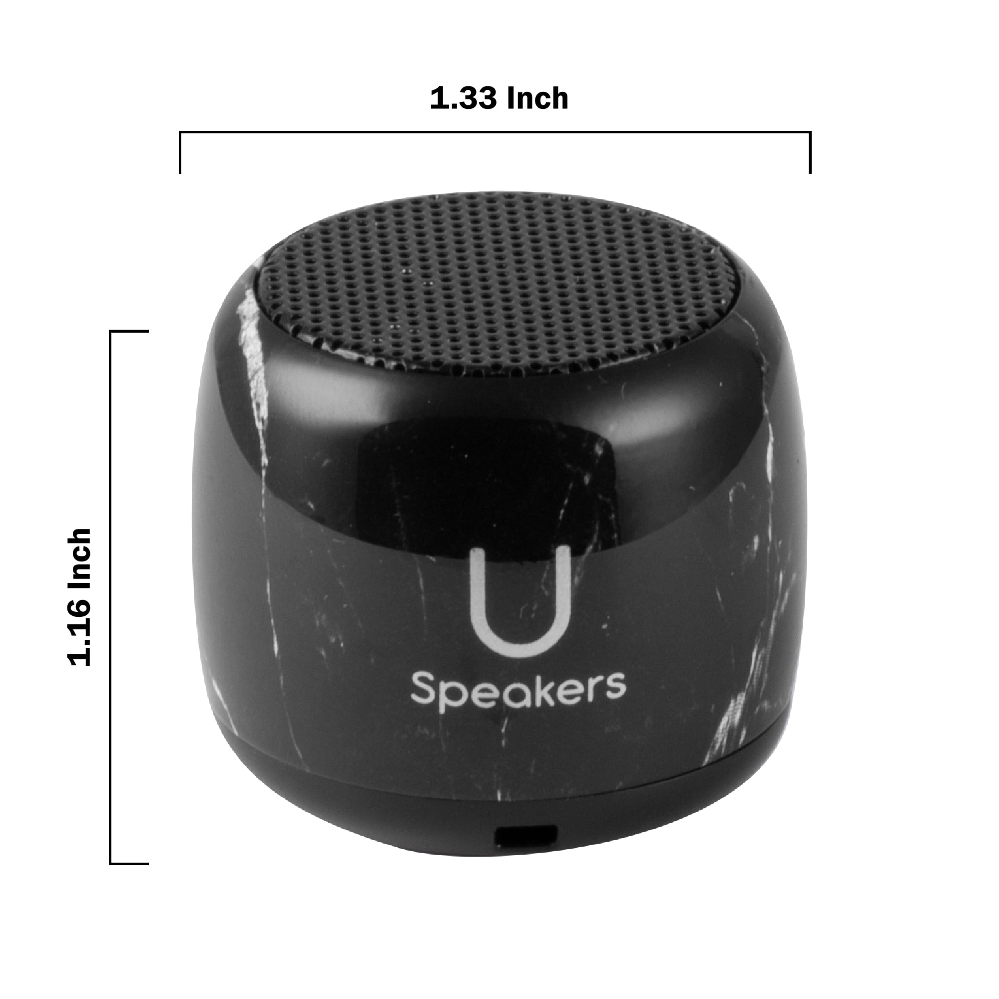 Fashionit U Speakers Micro Bluetooth Computer Speaker 2-Pack Bundle with Matching Speaker, Built-In Mic & Selfie Remote Control, for Workspace, Desktop, Laptop, Mobile, Tablet, PC - Black Marble