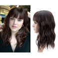 thumbnail image 3 of Benehair Mix Brown Wave Curl Hair Toppers with Bangs for Women with Thinning Hair Synthetic Hair Extensions Clip in Hair Top Invisible Seamless Hairpieces 14 inches, 3 of 7