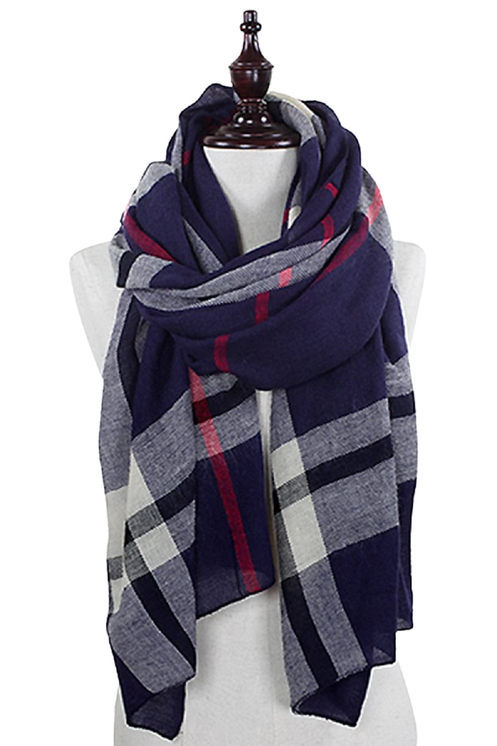 Blue and Red Infinity Plaid Scarf