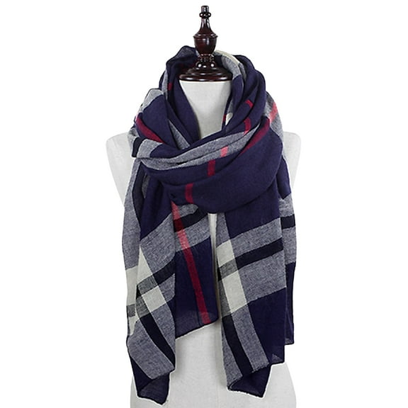 Blue and Red Infinity Plaid Scarf