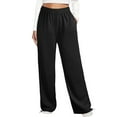 thumbnail image 3 of FINALGANG Women Versatile Trousers Solid Color Elastic Waistband Wide Leg Sweatpants Ankle-Tied Pants With Pockets Relaxed Fit Comfort Daily Wear, 3 of 6