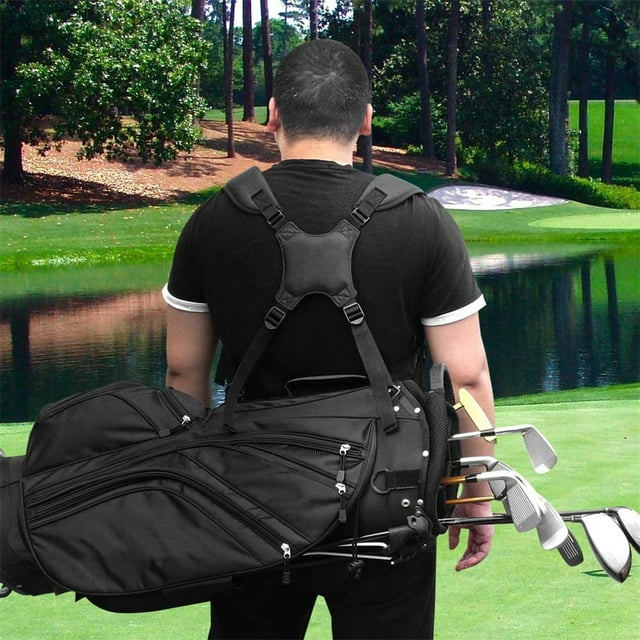 Double Bandoulière Sac de Golf Sangle Rembourrée Réglable Sacs à Dos Réutilisables Épais Confortables Sports Remplaçables Noir