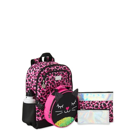 Limited Too Pink Cheetah Kitty 5 Piece Backpack Set