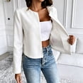 thumbnail image 2 of NominalSnug Womens Cropped Blazer Long Sleeve Collarless Casual Jacket Open Front Casual Work Office Cardigan Suit Jacket, 2 of 8