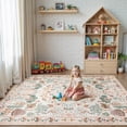 thumbnail image 2 of SUNDEREY 5'x7' Floral Washable Rugs, Boho Area Rug for Living Room, Soft Large Bedroom Rug 5x7ft Under Bed, Flower Non Slip Ultra Thin Carpet for Dining Room Nursery Office, Beige, 2 of 8