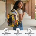 thumbnail image 4 of Chririnla Black Cat Floral Print Large Capacity Elementary Bookbag for High School Travel, Breathable Pockets 600D Polyester Backpack for Little Boys, 4 of 10