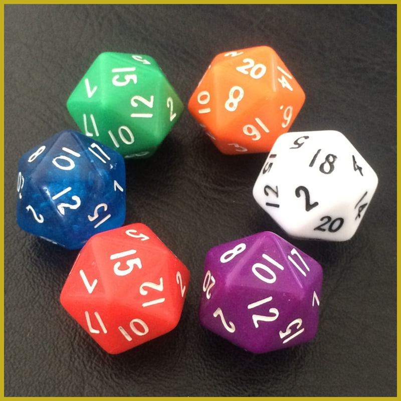 Set of 8 Assorted Colors Twenty Sided 19mm D20 Opaque Dice for RPG D&D 