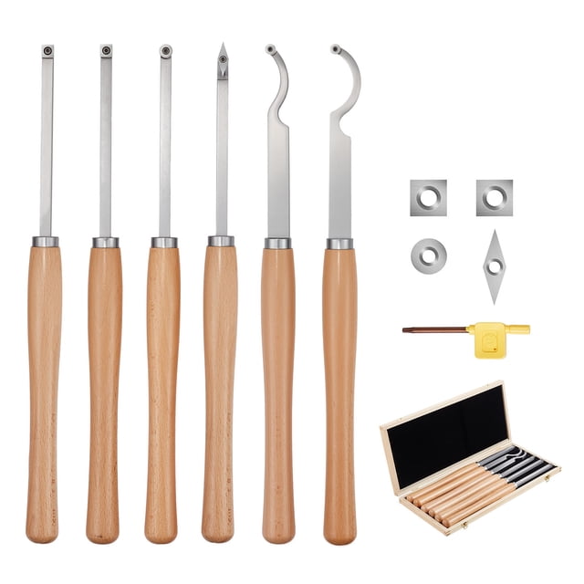 VEVOR 6PCS Wood Lathe Chisel Set HSS Woodturning Tools Storage Box for Lathe Finisher