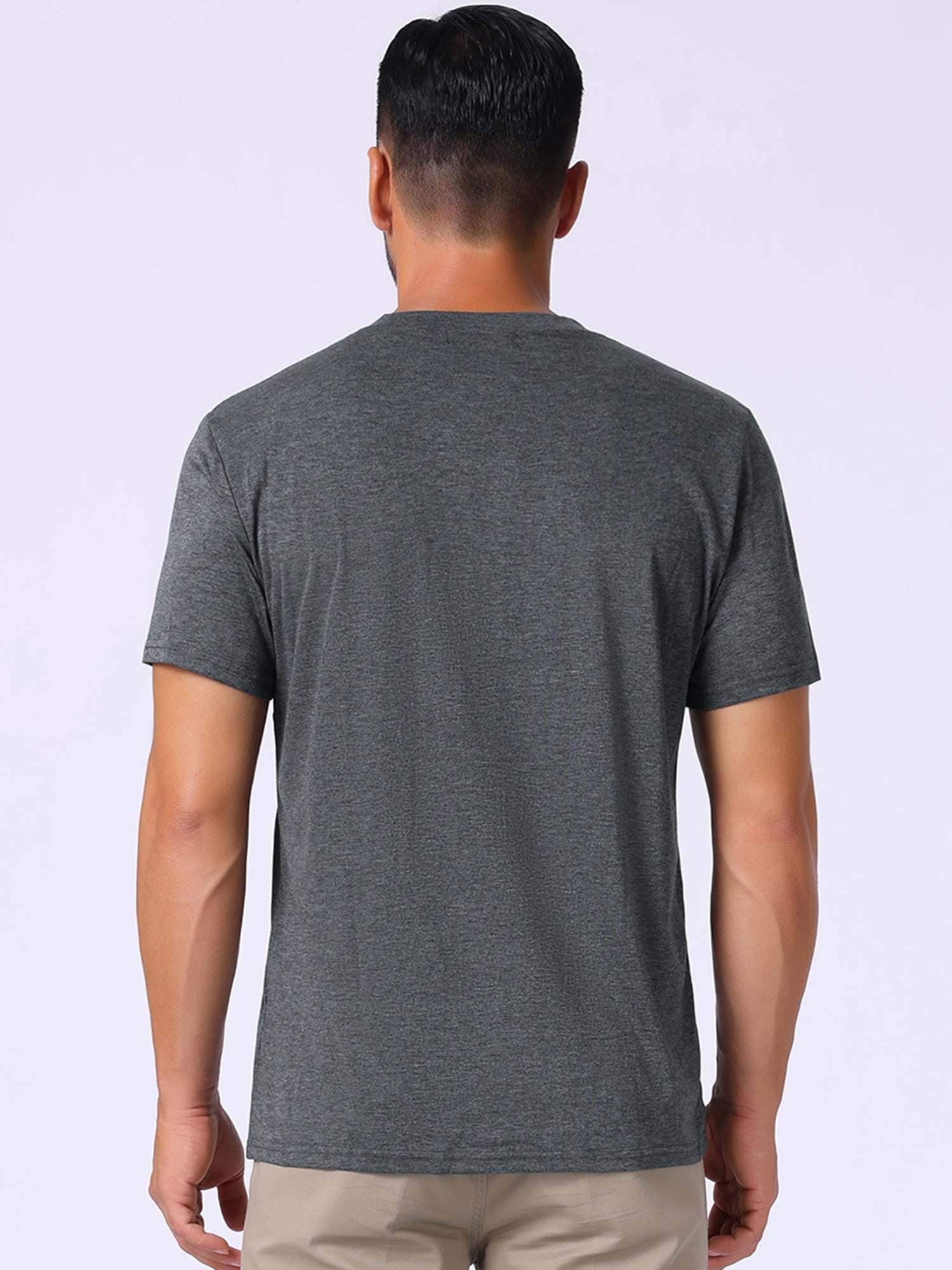 DARING DIVA Men's Casual Summer Short Sleeves Button Henley Basic Tee M Dark Gray