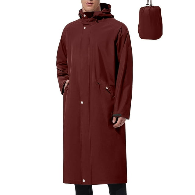 Pitauce Ponchos de Pluie Longs à Capuche pour Hommes Vestes de Pluie Imperméables à Fermeture Éclair Complète Pliables pour Course Randonnée Cyclisme avec Poches