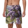 thumbnail image 2 of Uemuo Lilacs Teapot Scenic Painting Pattern Mens Swim Trunks Quick Dry Board Shorts with Mesh Lining, Stretch Beach Shorts Quick Dry No-Chafing Board Shorts-Large, 2 of 9