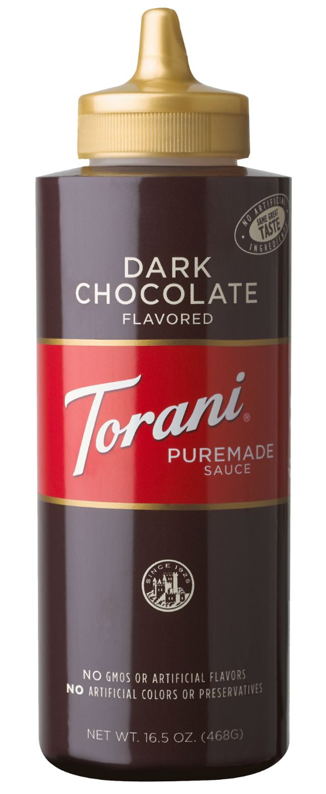 Torani Puremade Dark Chocolate Sauce, Authentic Coffeehouse Sauce and Dessert Topping, 16.5 oz