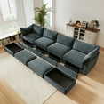 thumbnail image 3 of U Shape 4 Seater Cloud Couch Sectional Sofa with 2 Movable Ottomans, Living Room Couch, Oversized Modular 6-Seat Sofa with Storage Drawers Under Each Seat, Chenille Gray, 3 of 15