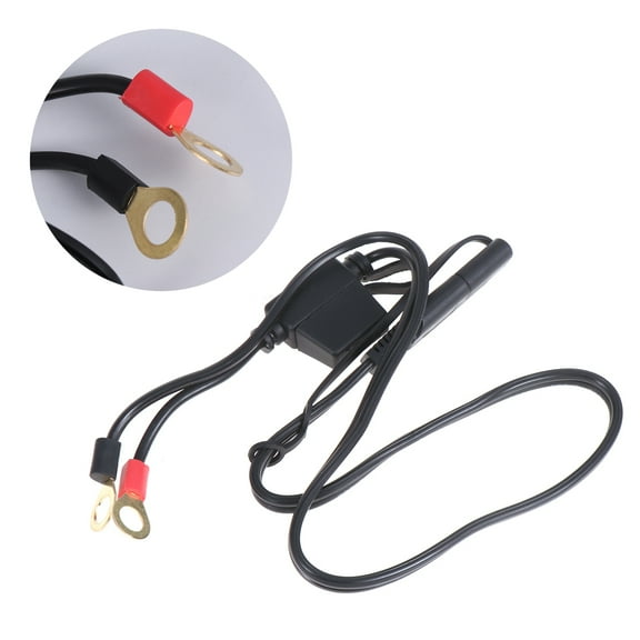 Worgeous  Battery Charging Cable Motor Motorcycle Motorbike Charger Black