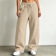 thumbnail image 2 of VBVC Women's Fall Seam Front Baggy Sweatpants , Drawstring Wide Leg Jogger Pants For Women , Ladies' Y2K Stretchy Trousers with Pockets , Khaki , S-2XL, 2 of 10