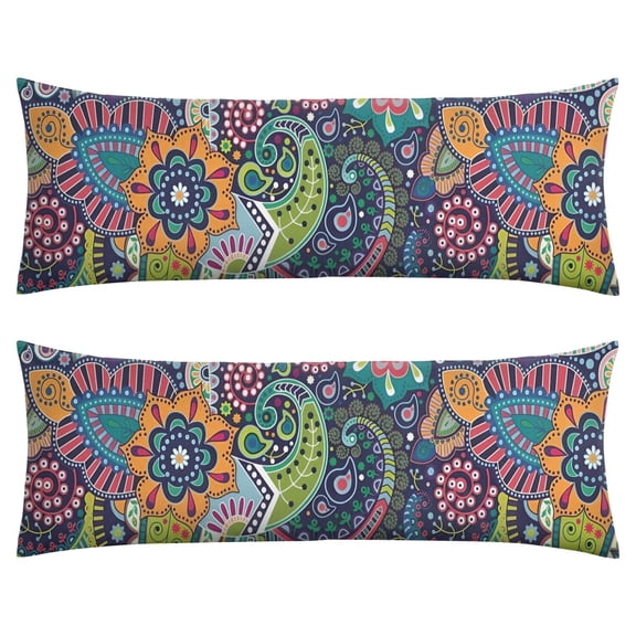 Rustic Aesthetic Bohemian Body Pillow Cover 20x54 - Long Pillow Case with Zipper - Geometric & Ethnic Patterns - Soft & Skin-Friendly Pillowcase