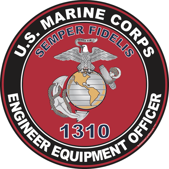 U.S.M.C. MOS 1310 Engineer Equipment Officer Decal 3.8" - Red