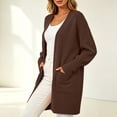 thumbnail image 5 of FRSASU Women's Cardigan Sweaters Knit Open Front Long Sleeve Textured Lightweight Sweater with Pockets Brown, 5 of 9