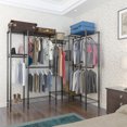 thumbnail image 2 of iRerts Portable Clothes Rack with Shelves, Garment Rack Heavy Duty Clothes Rack, 4 Tiers Adjustable Wire Shelving Clothing Racks with 6 Hanging Rods, Freestanding Metal Closet Rack Wardrobe, Black, 2 of 4