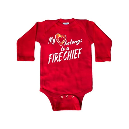 

Inktastic My Heart Belongs to a Fire Chief with Red Heart Gift Baby Boy or Baby Girl Long Sleeve Bodysuit