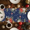 thumbnail image 2 of Navy Blue Christmas Cotton Linen Table Runner for Dining Kitchen, Snowman Xmas Tree Poinsettia Eucalyptus Wedding Outdoor Party Tablerunners Decor, Dresser Scarf Coffee Tablecloth Runners 13"x36", 2 of 9