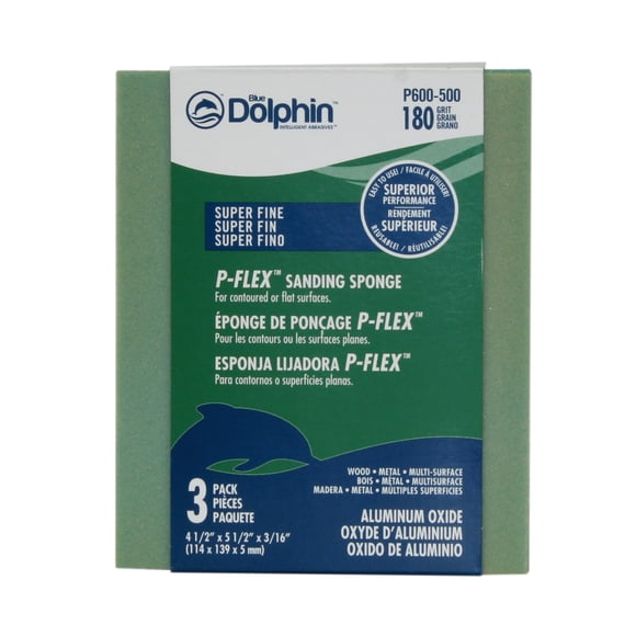 Blue Dolphin P-Flex Sandpaper Pad 180 Grit (5-1/2” x 4-1/2”) 3/16" Thickness (3 pack)
