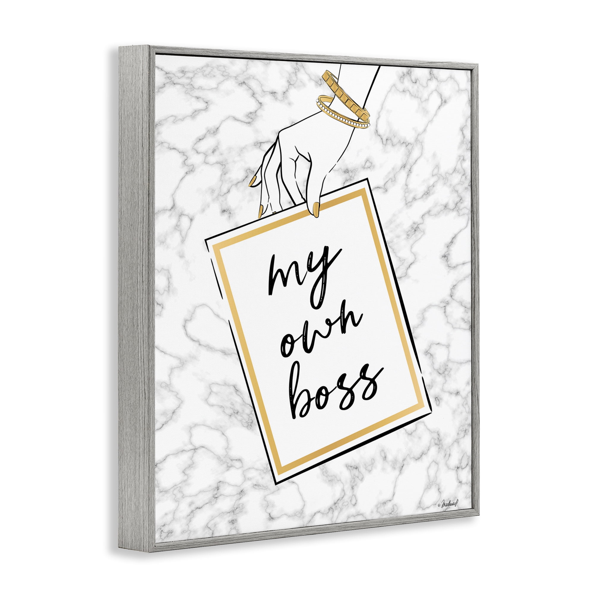 Stupell Industries My Own Boss Phrase Typography Painting Gray Framed Art Print Wall Art, 24 x 30