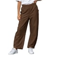 thumbnail image 5 of Bloomae Girls Wide Leg Barrel Pants Lightweight Fall Casual Elastic High Waisted Harem Pants Trendy Pull On Baggy Back to School Uniform Trousers with Pockets, 5 of 10