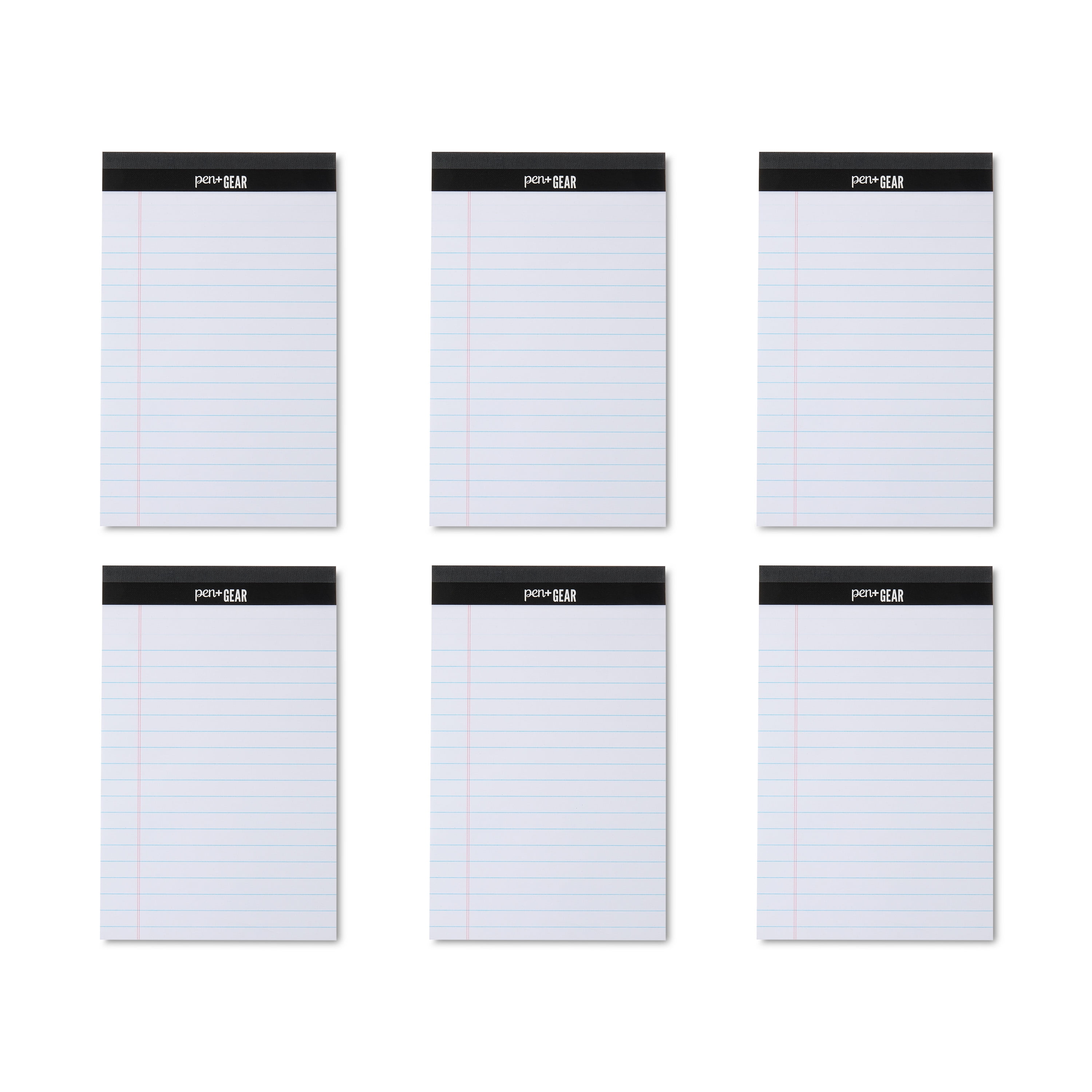 Pen+Gear Wide Ruled Junior Legal Pads, 5" x 8", White Paper, 50 Sheets Each, 6 Pack
