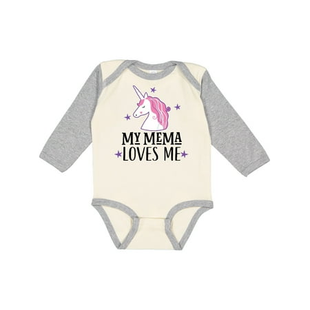 

Inktastic My Mema Loves Me Girl Unicorn Gift Baby Girl Long Sleeve Bodysuit