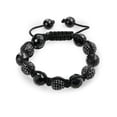 thumbnail image 2 of Bling Jewelry Womens Black Onyx Pave Crystal Ball Shamballa Inspired Bracelet Black Cord Adjustable Stackable, 2 of 5
