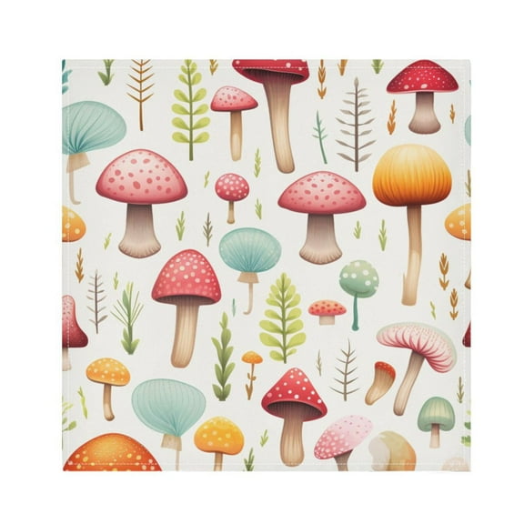 JSTEL Mushrooms Cloth Napkins Set of 1, 20x20 Inch Washable and Reusable Napkin for Decoupage Dinner Party Everyday Use