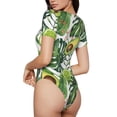 thumbnail image 2 of Fotbe Watercolor Green Tropical Body de Mujer con Cuello Redondo y Mangas Cortas, Sin Mangas Ajustado, Suave, Cómodo y Básico-Small, 2 of 7