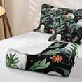 thumbnail image 4 of Homewish Halloween Ghost Quilt King, Botanical Wildflower Leaf King Coverlet Set, Dark Teal Orange, 3 Pieces 1 Bedspread and 2 Pillowcases, 4 of 7