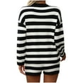 thumbnail image 4 of Scyoekwg Womens 2 Piece Outfit Set Stripe Fall Outfits Fashion Comfortable Knitted Sets Crewneck Long Sleeve Tops Shorts Athletic Set Casual Loose Matching Sets (Black,M), 4 of 6
