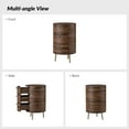 thumbnail image 4 of Wood Side Table with 3 Drawers Metal Legs for Living Room Bedroom, Walnut, 4 of 7