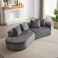 thumbnail image 3 of Aukfa 114" Curved Sectional Sofa Deep Seat Cloud Couch, 4 Pillows, No Assembly, Chenille, Gray, 3 of 10