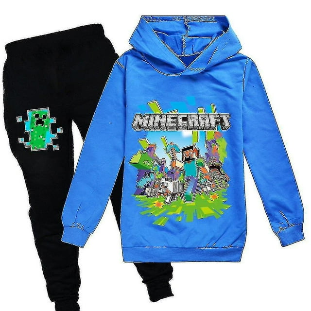 Minecraft Conjunto de chándal para niños, sudadera con capucha y pantalones deportivos para niños y niñas