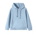thumbnail image 6 of YDFCWXW Kids Solid Color Hoodie Pullover, Long Sleeve Hooded Sweatshirt Drawstring Kangaroo Pocket Athletic Hoodies for Boys Girls (Blue, 13-14 Years), 6 of 7